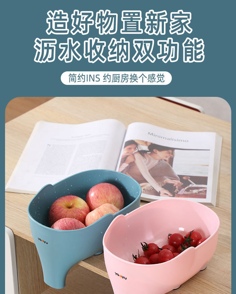 沥水篮家用厨房免打孔过滤洗菜篮多功能水果蔬菜篮大象沥水篮创意详情2