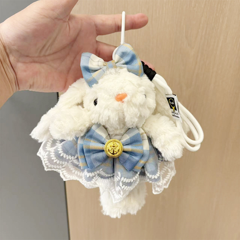 多巴胺格子长耳兔包包挂件小饰品可爱钥匙扣公仔玩偶兔子毛绒玩具详情19