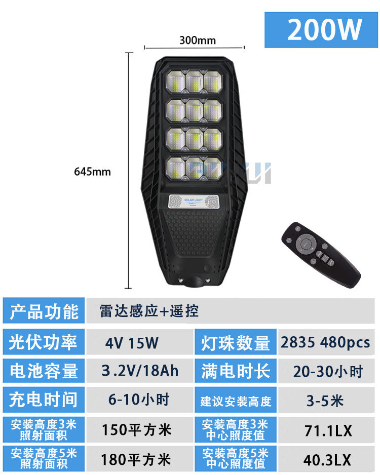 all in one solar street light 新款太阳能路灯头一体化户外照明详情13