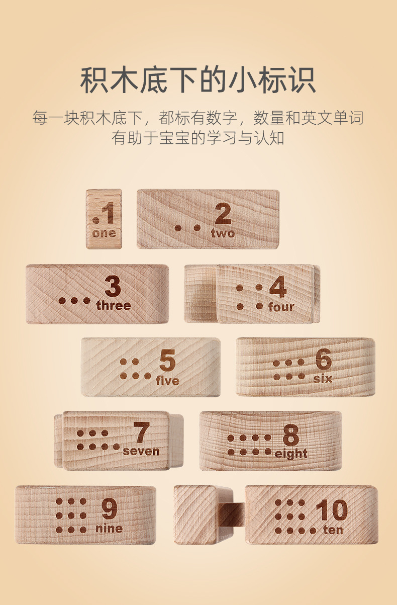 启蒙数字积木幼儿益智教具儿童早教学习模型2-6岁蒙氏玩具拼搭积木详情7