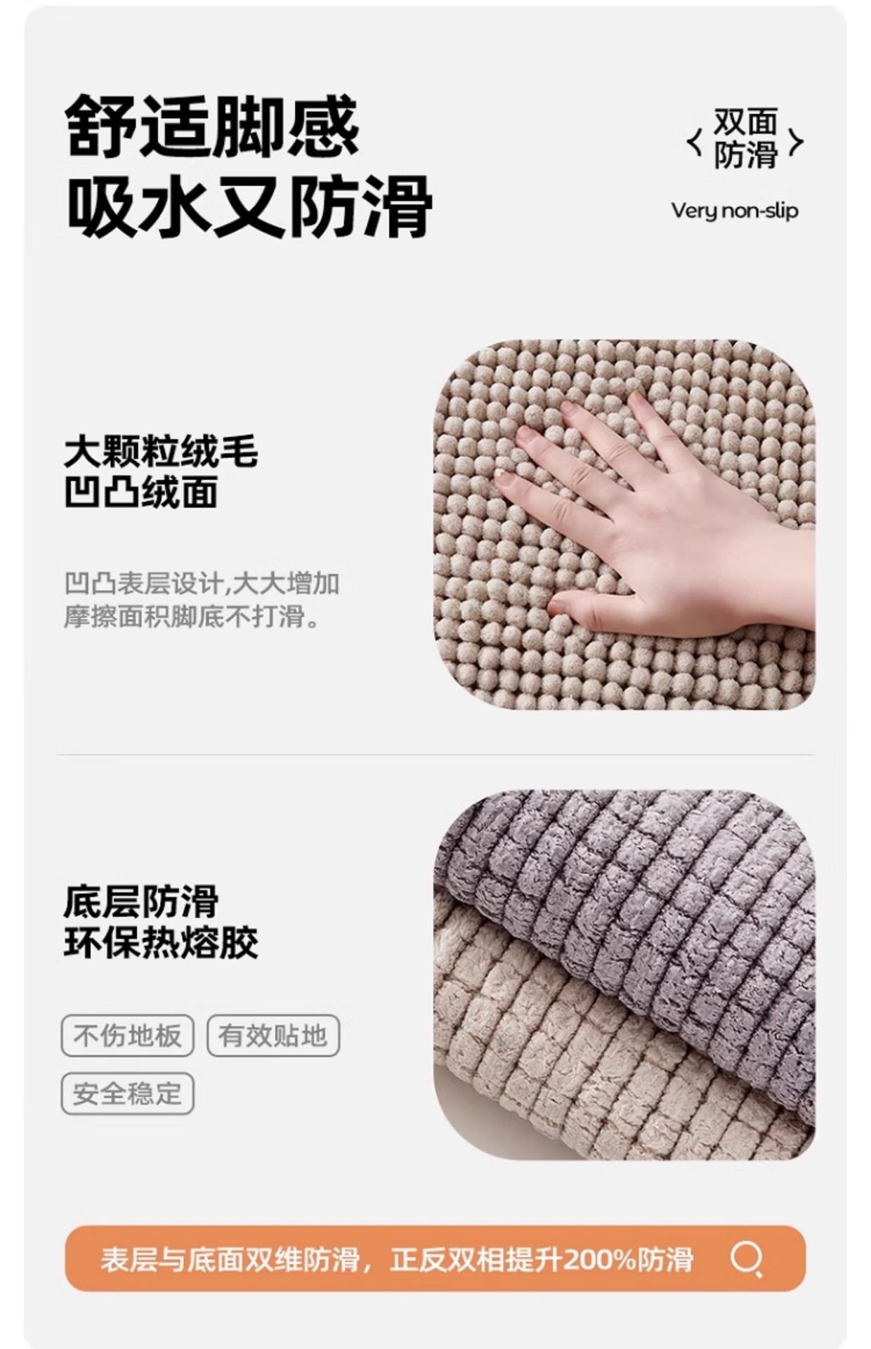 Temi short-haired Chenille floor MATS, bathroom floor MATS, dirt-resistant door MATS, fixed soft, absorbent and anti-slip carpets pic 7