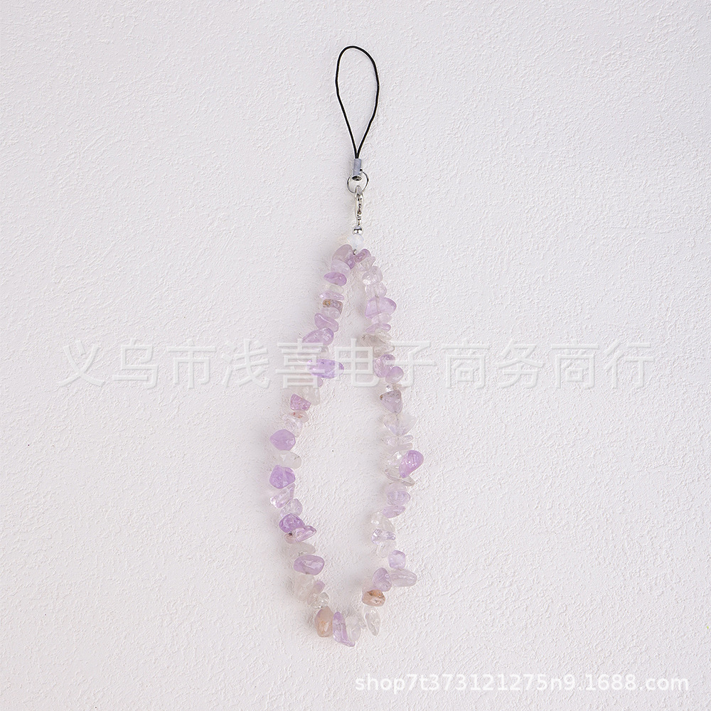 欧美DIY串珠石头手机链 宝石碎石手机链条手腕带天然水晶手机挂绳详情8