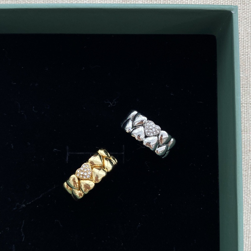 芳伶同款爱心戒指新中式中古镀18K金镶钻双层叠拼小众桃心指环女详情5