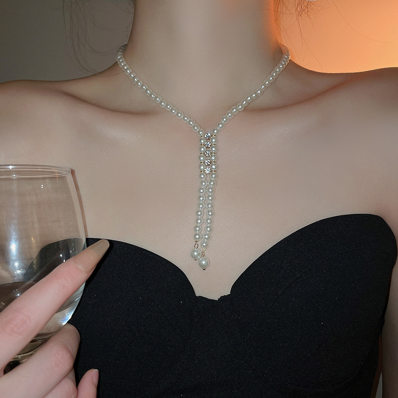 Irregular long pearl necklace, French light luxury style, sweater chain, niche simple and high-end necklace wholesale for women pic 55