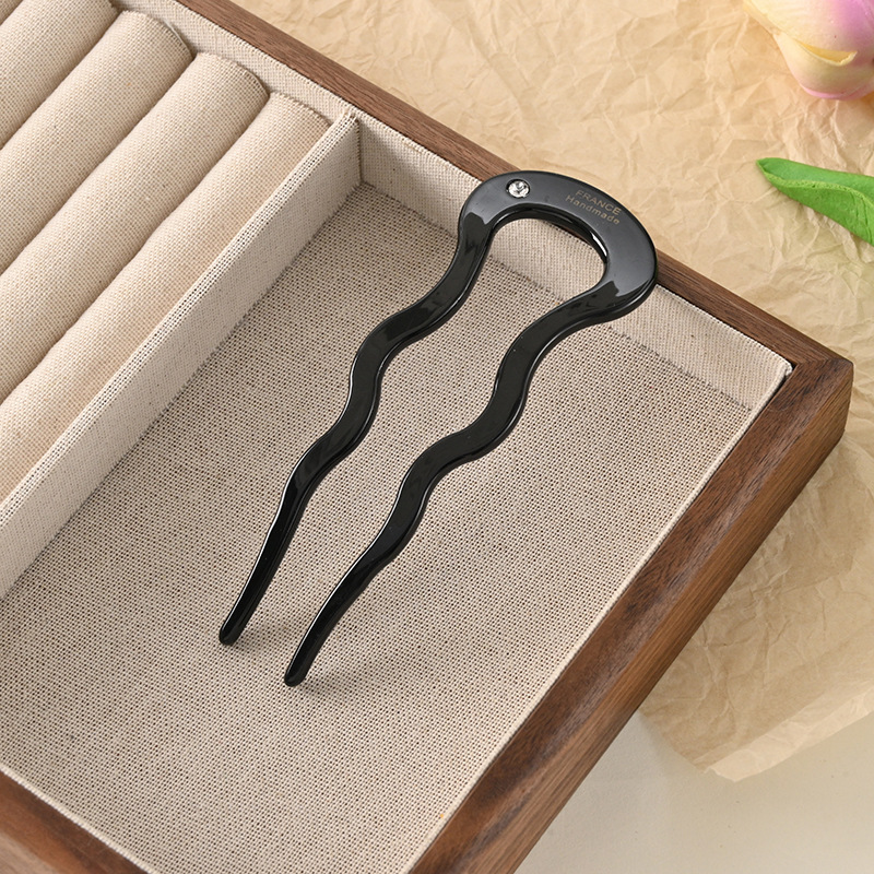 时尚简约u型发簪女高级感醋酸发簪 古风簪子丸子头盘发钗簪子头饰详情6