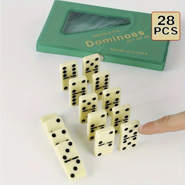 跨境出口双六多米诺骨牌 PVC盒牙黄色骨牌 Dominoes多米诺盒四色详情3