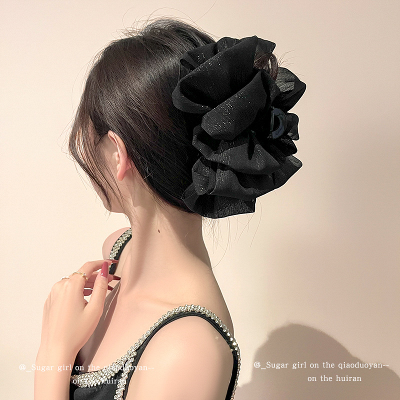 Double-sided mesh cloud bubble grab girl on the run princess head bow hair clip at the back of the head shark clip headwear pic 9