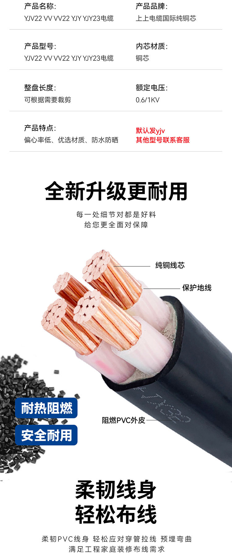 Upper 16 copper cable YJV3 4 5-core 25 35 50 70+95 120 150 three-phase 185 square 240 pic 3