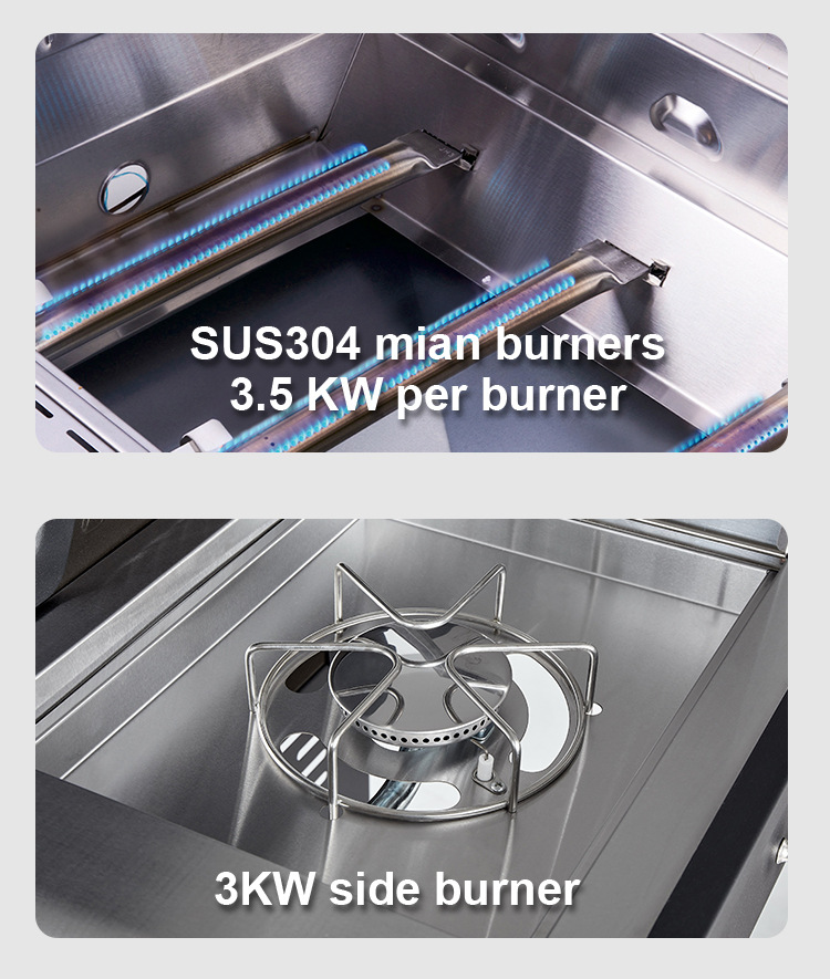 Outdoor courtyard gas barbecue grill, household multi-functional stainless steel grill, barbecue with side burner, ATLAS brand pic 3