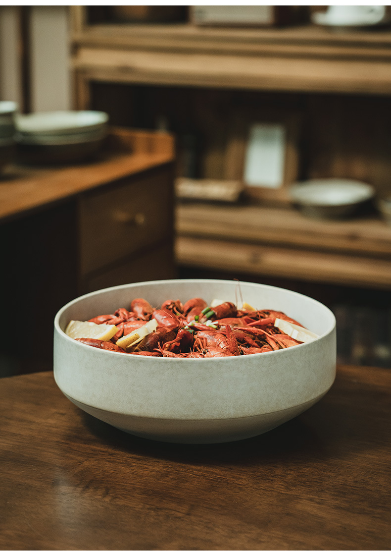 Retro matte bowl-shaped large bowls, Japanese ceramic bowls wholesale, household vegetable bowls, soup bowls, restaurant salad bowls, tableware sets pic 9