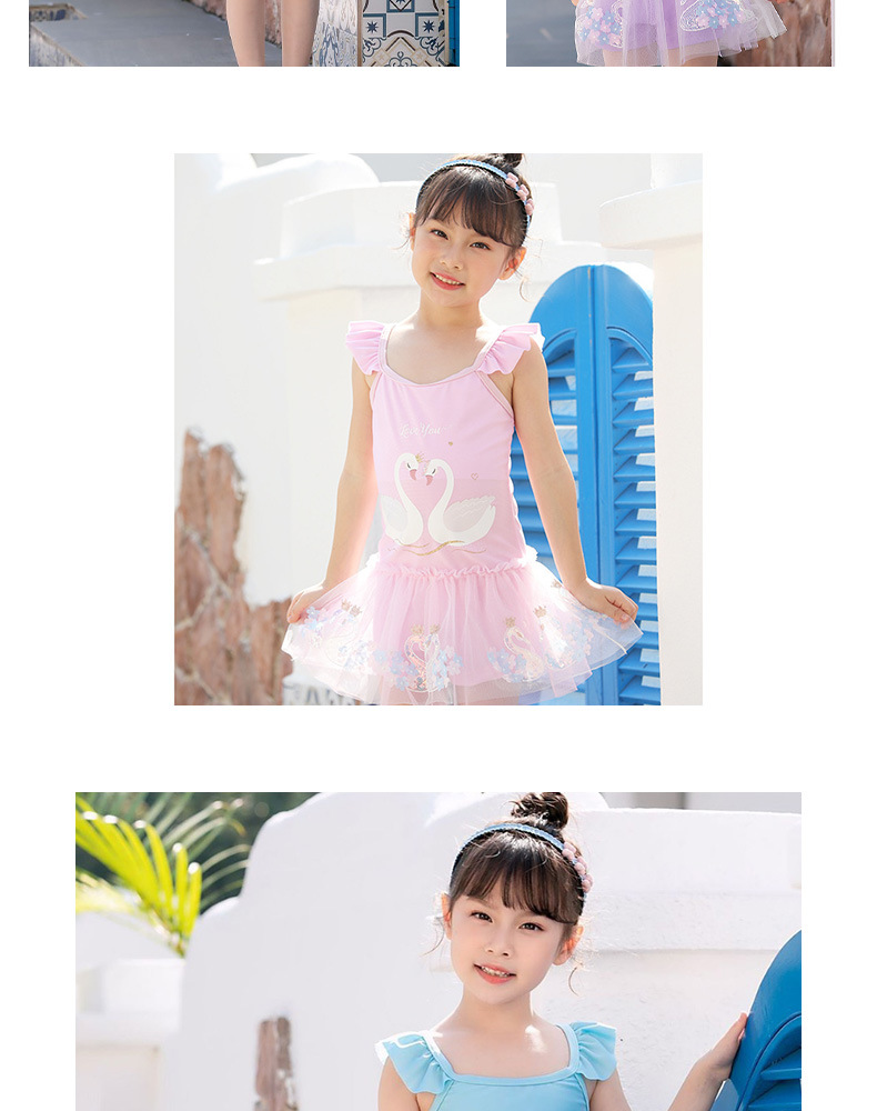 儿童泳衣女童短袖款连体套装中小童防晒沙滩可爱速干泳装女童泳衣详情12