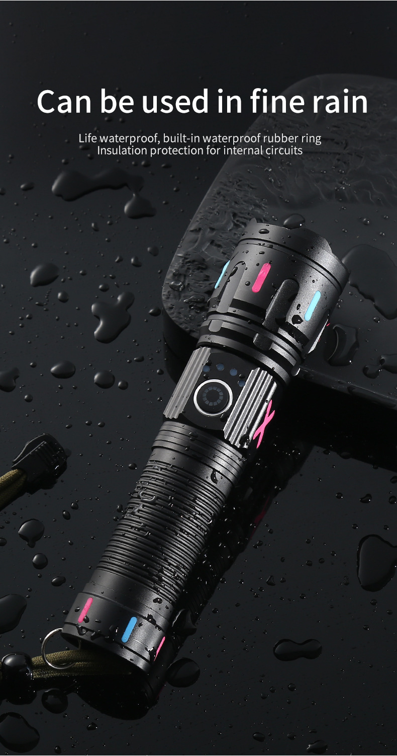 跨境热卖批发变焦强光手电快充铝合金远射充电宝高亮白激光手电筒详情11