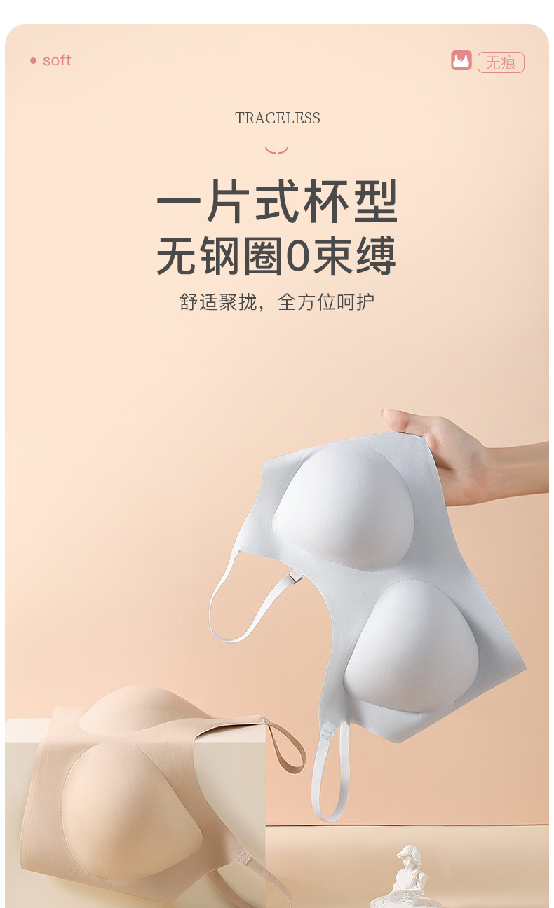 云朵无尺码无痕内衣女小胸聚拢美背胸罩无钢圈睡眠背心式运动文胸详情4