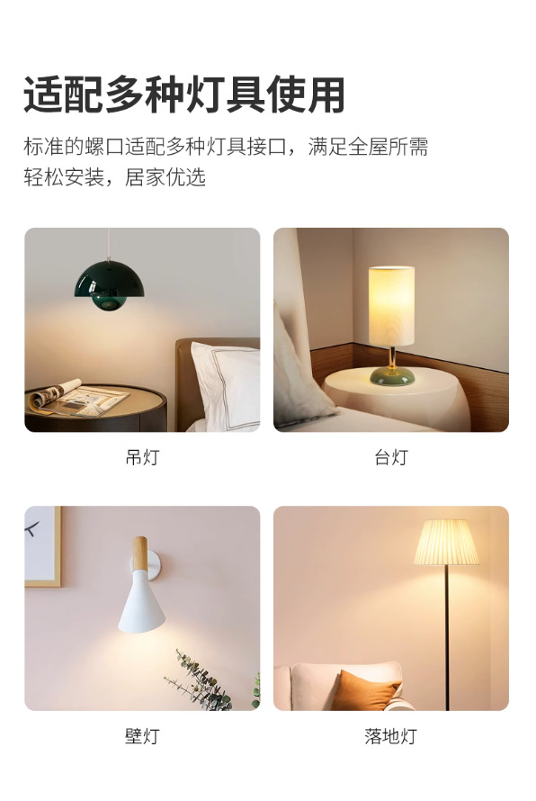 LED超亮灯泡三色变光家用螺口5瓦7W吊灯E27透明小圆球泡魔豆节能详情11