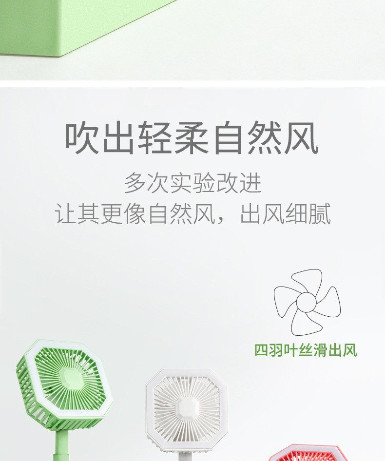 新款USB充电风扇 便携式收纳风扇 折叠伸缩台式风扇带夜灯详情3