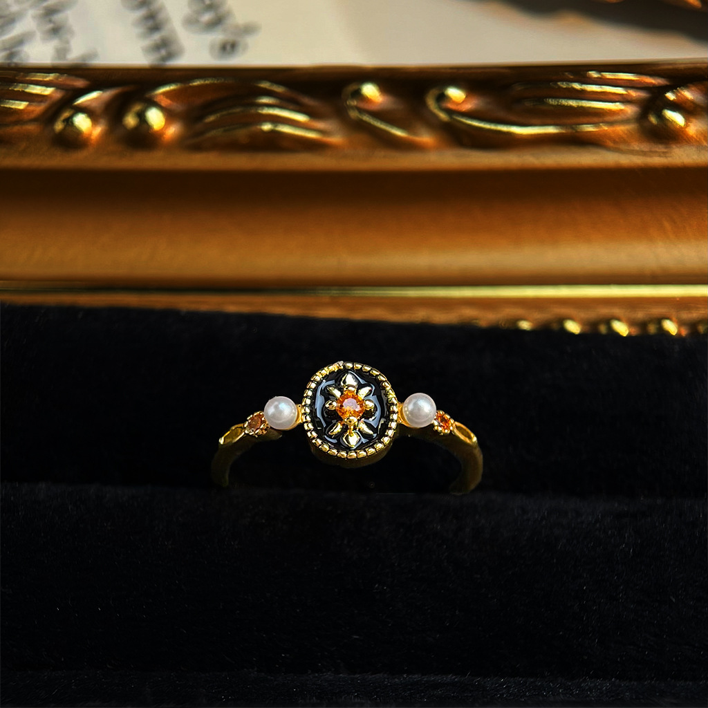 Court Night Banquet ~vintage Mid-style enamel drop glaze ring, retro artistic index finger ring, niche light luxury jewelry pic 59