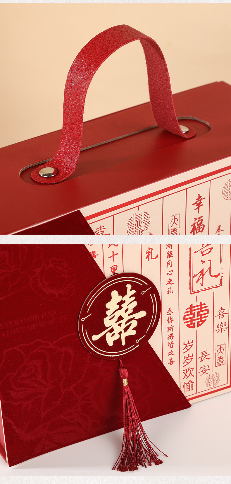 国潮 1新中式复古喜庆结婚喜糖伴手礼盒国潮古典手提礼盒空盒伴娘伴手礼详情11