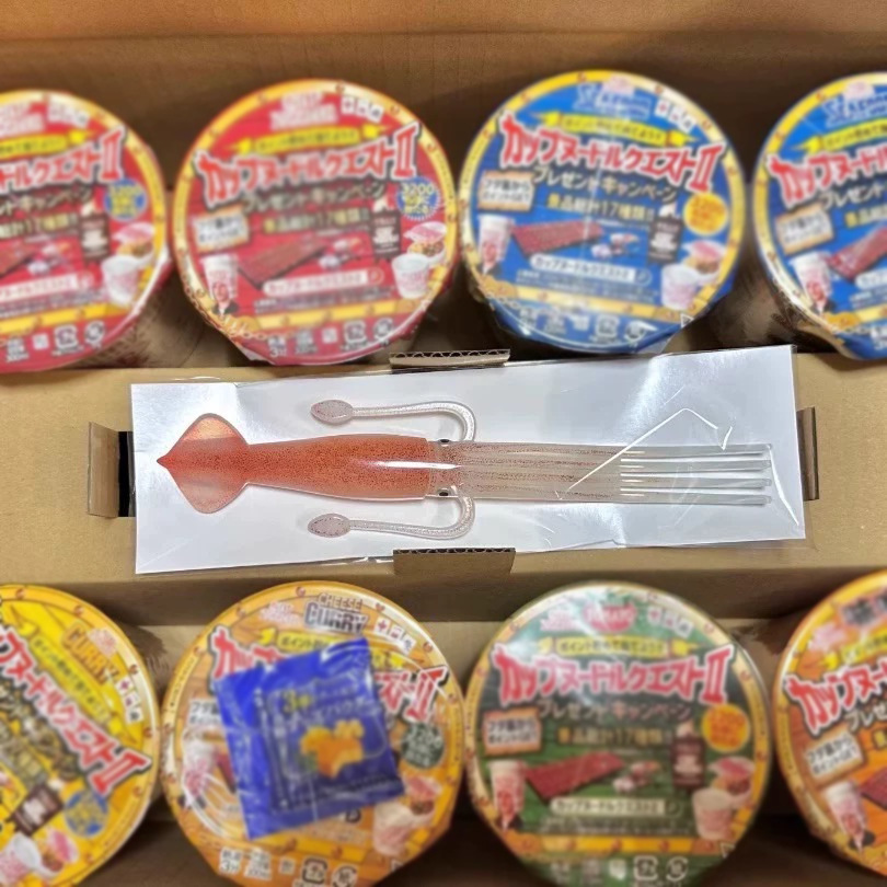 厂家直销小红书同款日本日清鱿鱼乌贼趣味叉子异形叉个性餐叉可爱详情6