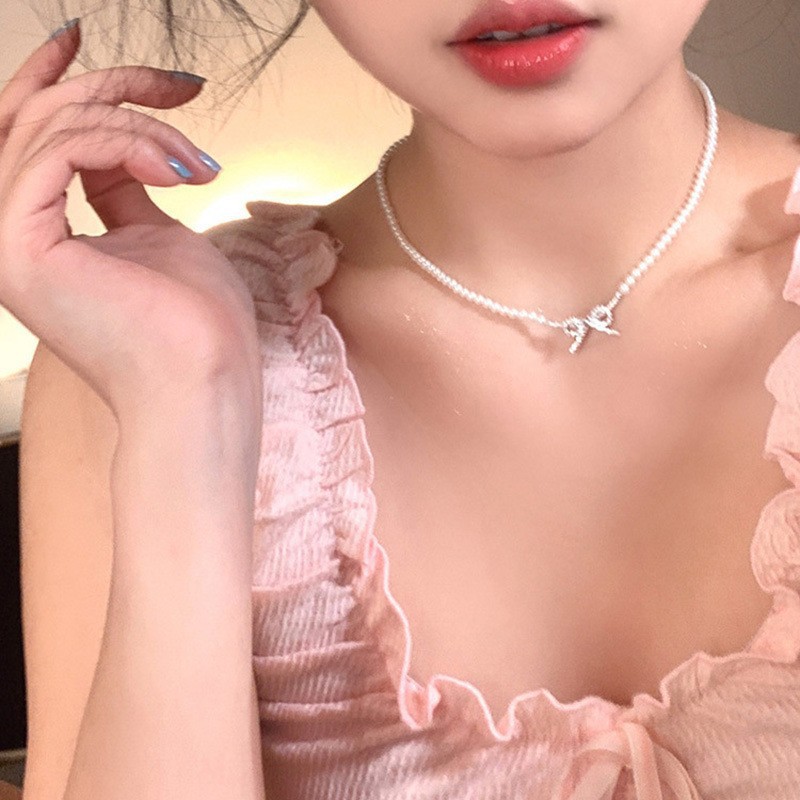 施家珍珠项链女小众轻奢设计高级感时尚气质锁骨链颈链毛衣链珠链详情12