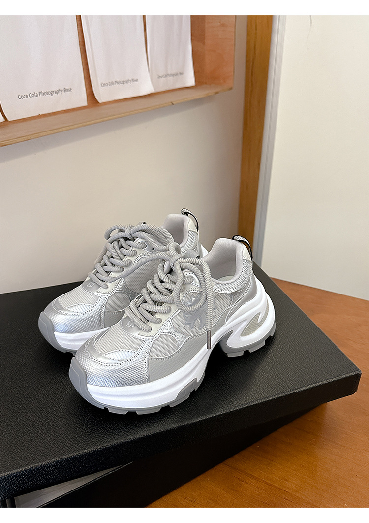 苏茵茵同款增高7.5cm~十字花厚底休闲运动鞋女厚底老爹鞋跑步鞋详情37