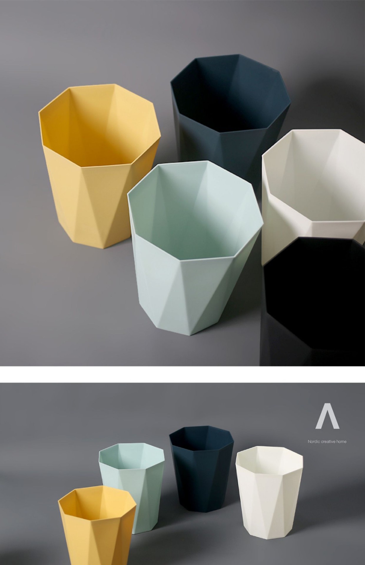 北欧创意简约钻石家用垃圾桶无盖厨房客厅办公室酒店大号纸篓批发详情14