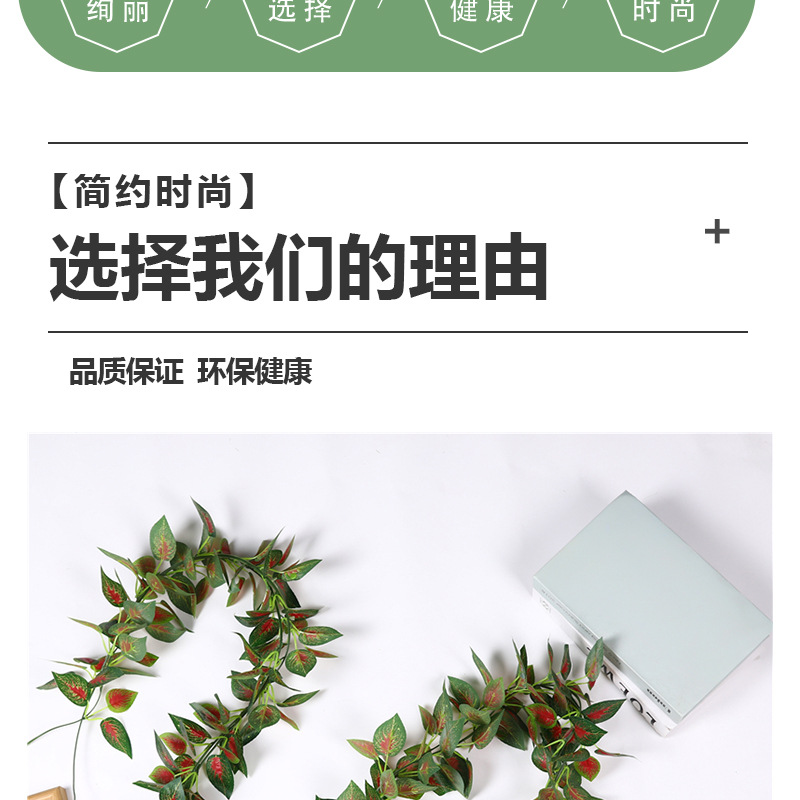 仿真藤条葡萄叶植物叶藤蔓假植物藤绿植人造壁批发壁挂葡萄藤挂墙详情3