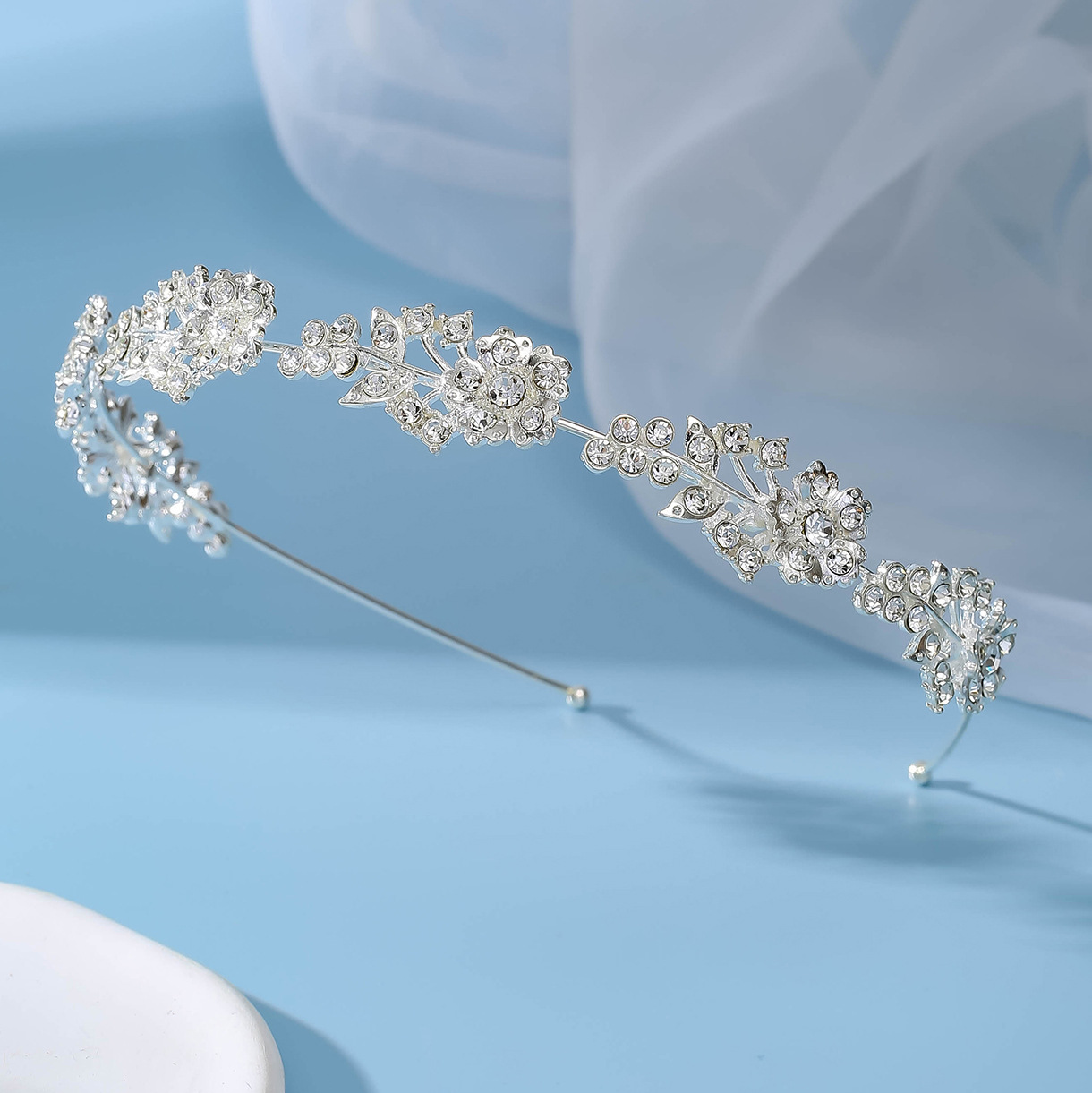 Summer headband: Silver, simple and fresh, ladylike, Instagram influencer style headband. Sweet diamond-encrusted headband pic 15