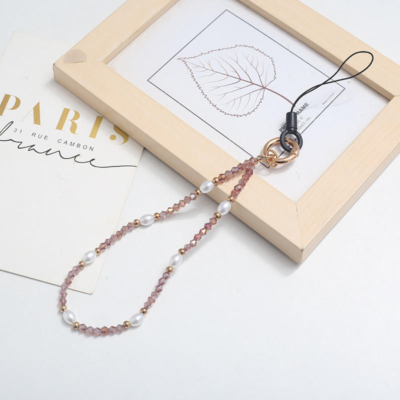 串珠水晶珍珠手机链手机壳挂绳挂件防丢手腕带合金扣批发仙女风详情9