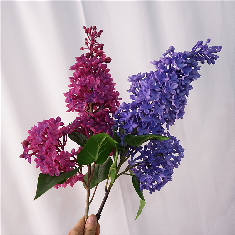 手感紫丁香拉力花仿真花客厅卧室装饰摆设花材油画风紫白色假花详情6