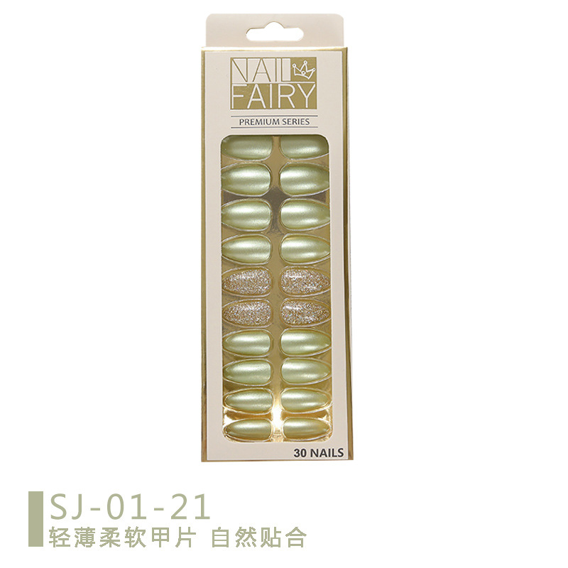 Cross-border new product: Metallic color reusable nail art pieces, 24-piece box set, fake nail finished nail art patches pic 15