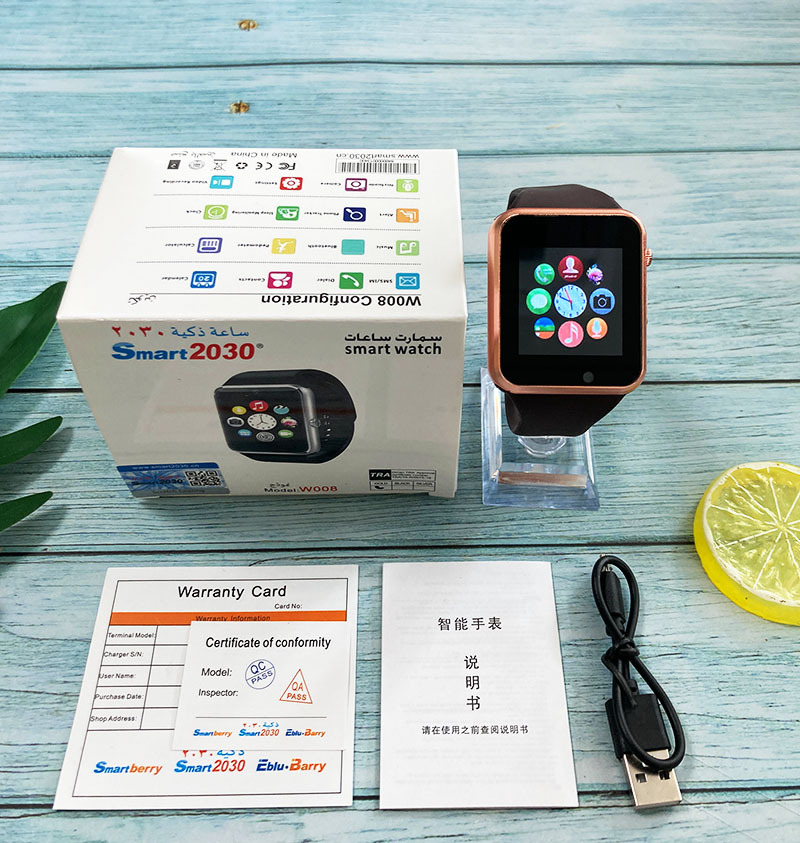 W008智能手表蓝牙插卡通话手表运动计步来电信息提醒智能手表工厂详情2