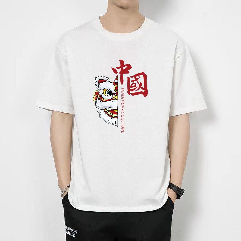 国潮薄款字母圆领短袖T恤男体恤衫时尚短款潮流百搭休闲上衣服男t详情12