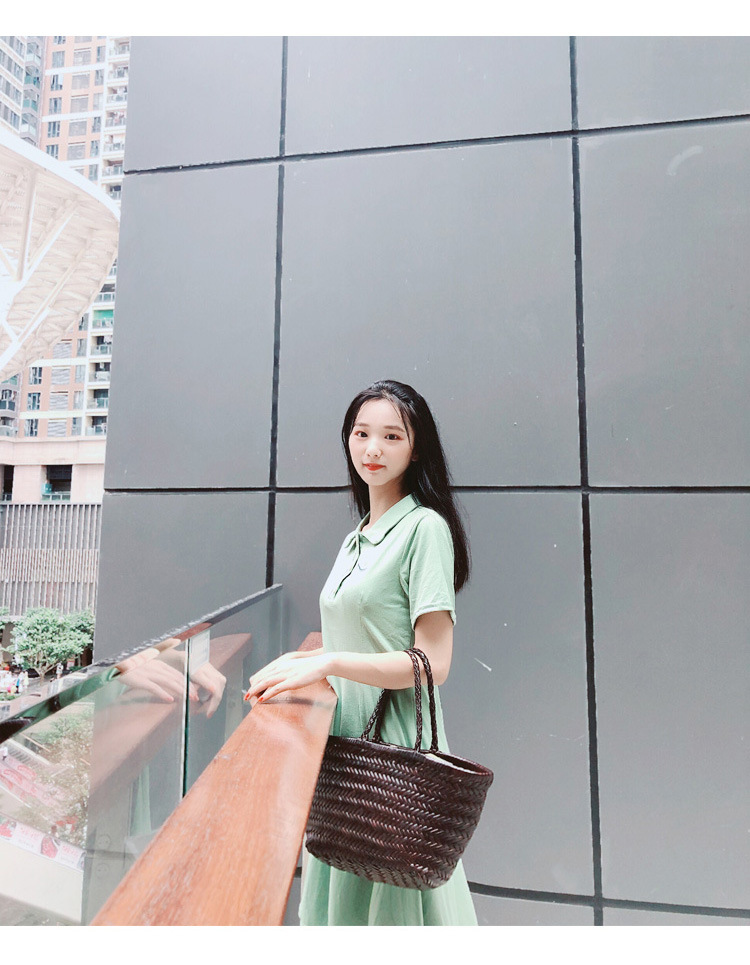 dragon diffusion Woven Bag, genuine leather, French vegetable basket bag, top layer cowhide, popular handbag manufacturer pic 5