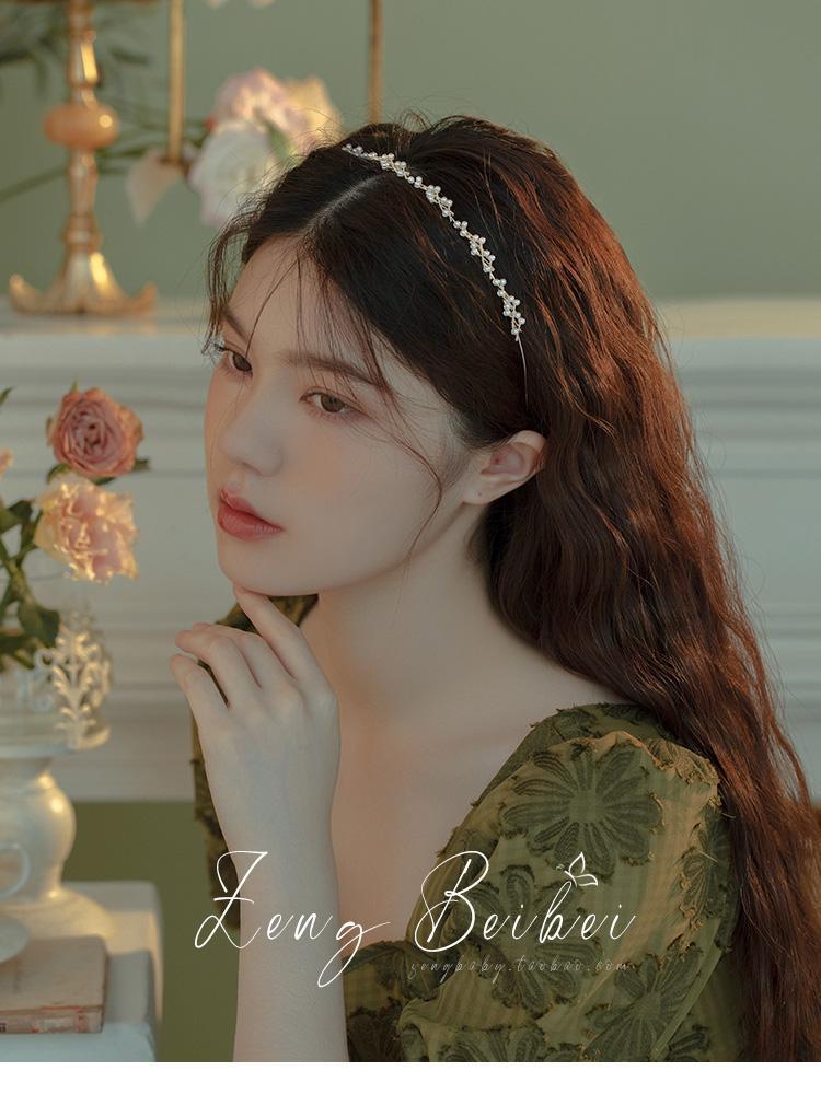 Gentle fairy pearl headband, forest-style all-in-one headband, simple and slim style for going out, super fairy hair clip pic 5
