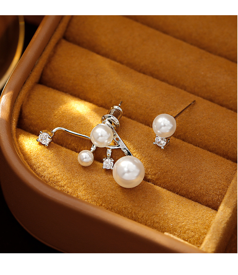 Hyacinth asimétrico diamante perla pendientes moda de las mujeres ligero extravagancia alto grado sentido gigante de buena mirada único y hermoso pendientes de oído pic 8