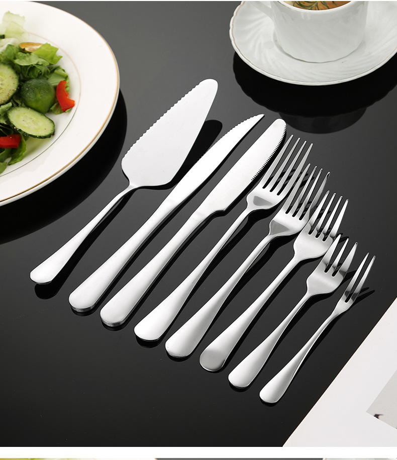 不锈钢勺子家用吃饭汤勺长柄甜品圆尖勺酒店1010西餐具牛排刀叉勺详情19