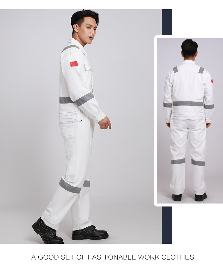 Wholesale pure cotton one-piece work clothes, reflective crew work clothes, labor protection clothes, long-sleeved spring and autumn all-cotton anti-static one-piece clothes pic 16