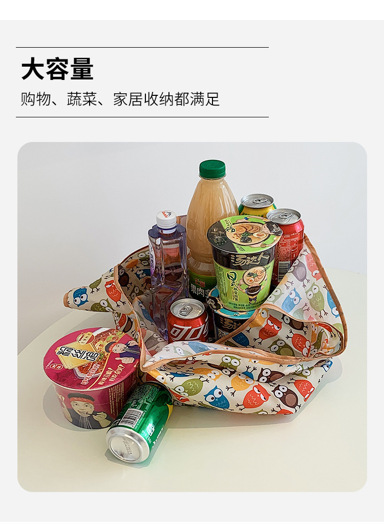 2025新款折叠购物袋花布便携涤纶手提收纳大容量超市买菜包批发详情9