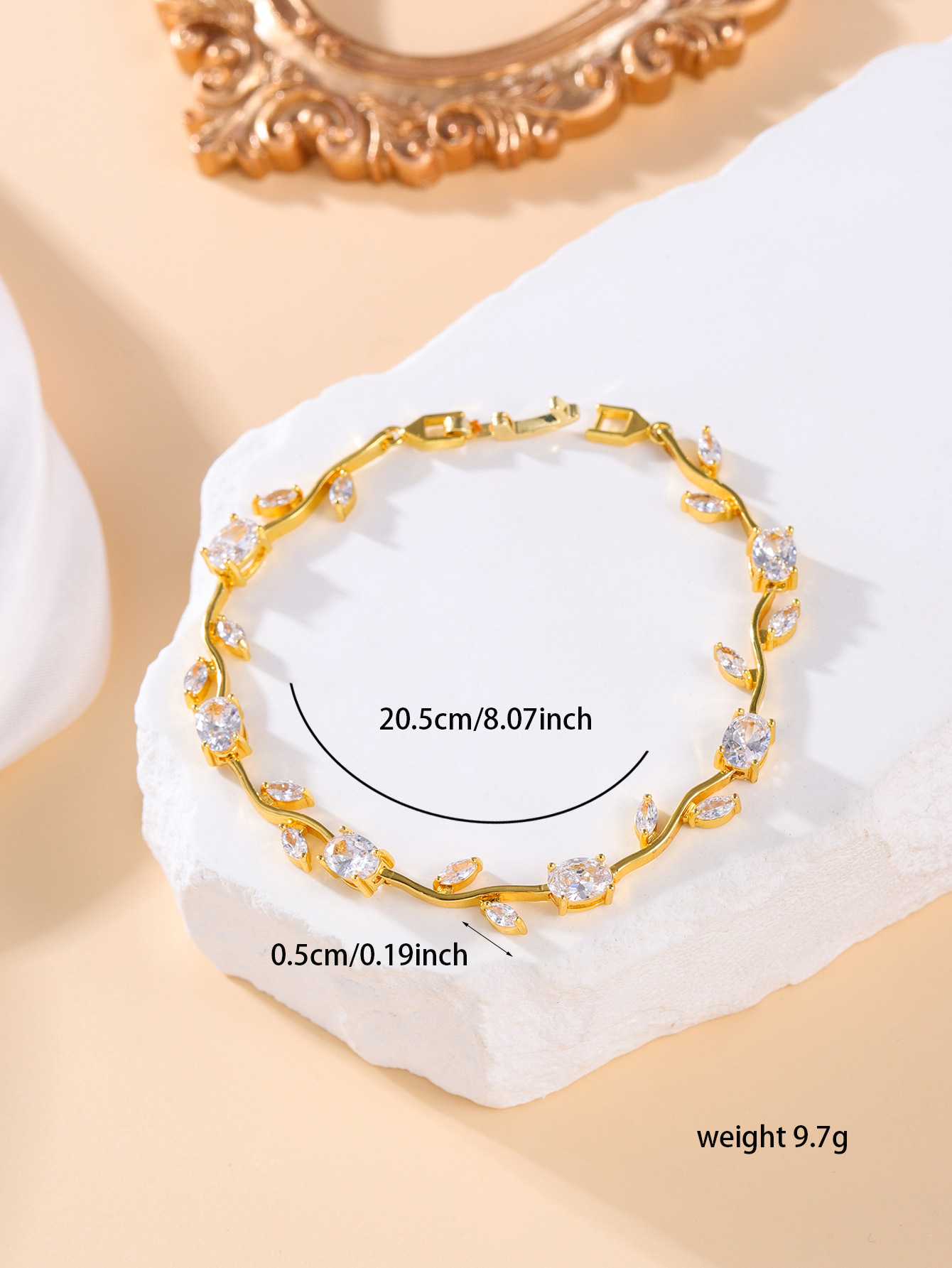 纯铜可调节真金电镀不褪色高品质超闪锆石网球手链新娘饰品组合详情3