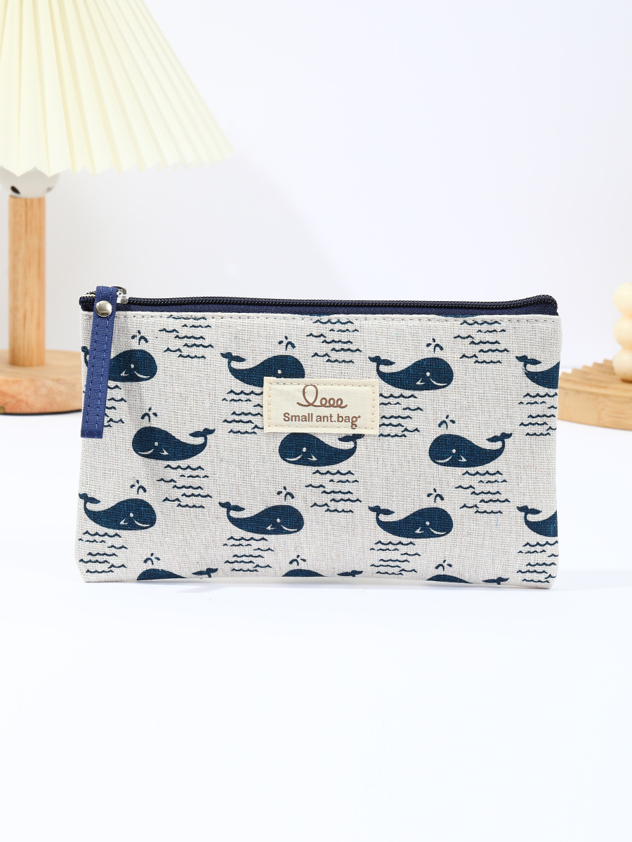 Cross-border large linen makeup bag, multi-functional, hand-held bag, mobile phone coin purse, makeup storage bag, customizable pic 8