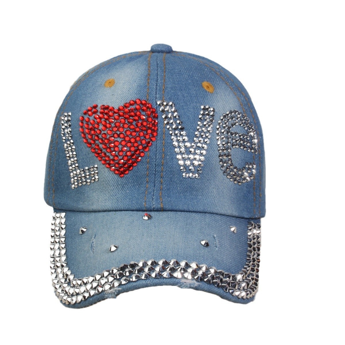 牛仔镶钻棒球帽弯檐男帽女帽百搭款遮阳鸭舌帽夏季休闲百搭帽子详情17