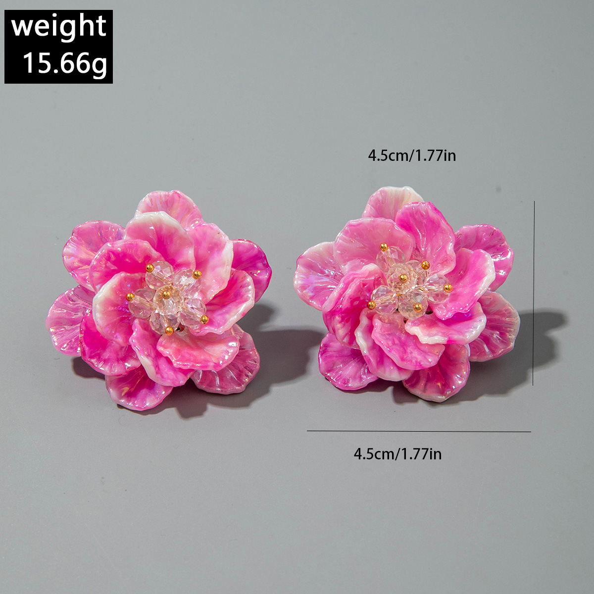 亚马逊跨境清新甜美彩色树脂花瓣花朵耳钉气质多巴胺 耳环耳饰女详情91