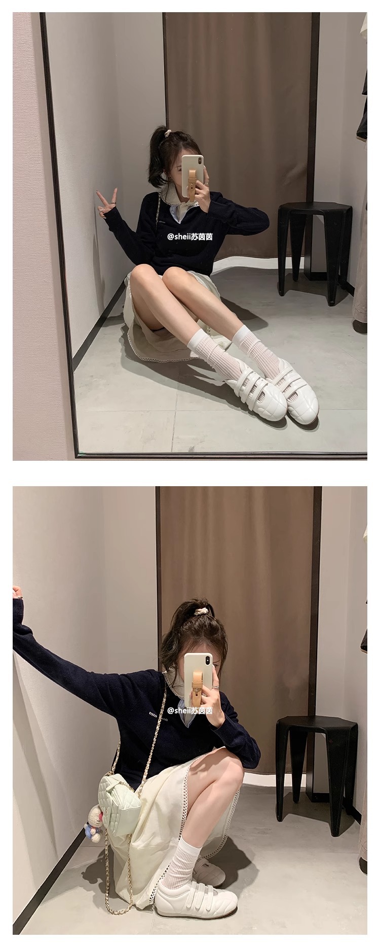 牛皮版~韩国小众魔术贴德训鞋女春秋新款休闲保龄球芭蕾舞单鞋详情12