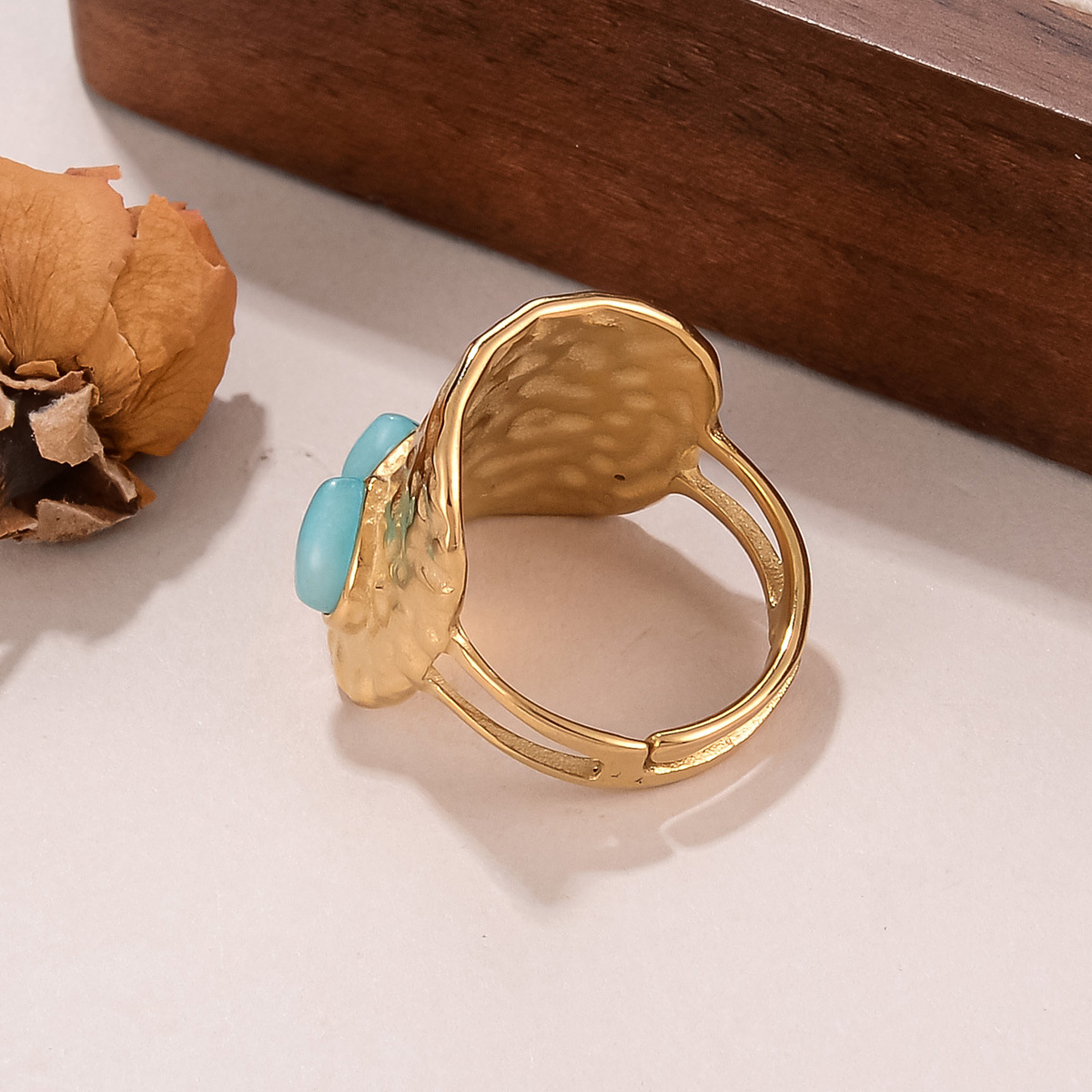 Best-selling stainless steel natural stone rings for women on AliExpress, non-fading titanium steel retro geometric rings for women pic 49