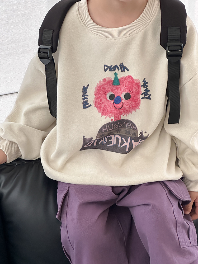 艾摩贝贝中小大儿童宽松可爱卡通卫衣男女童2025春圆领BOBO上衣潮详情23