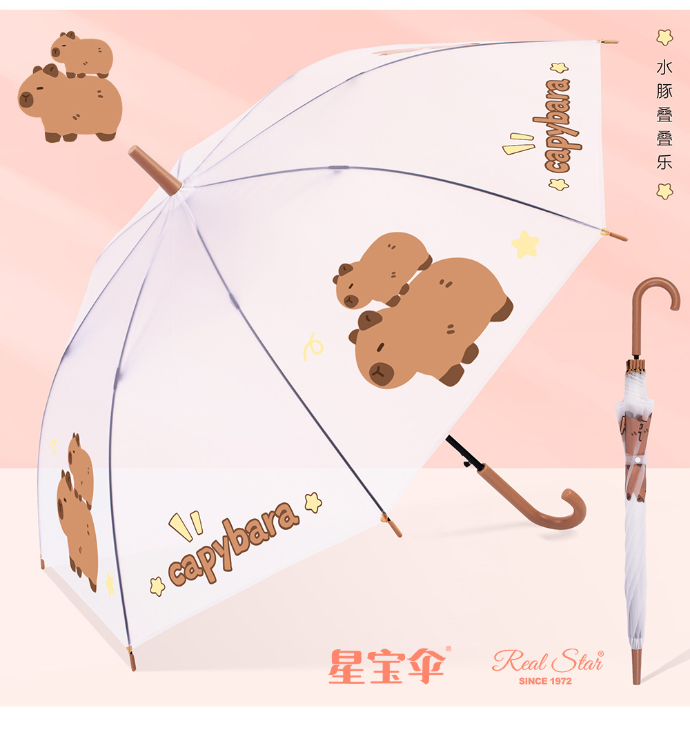 俄罗斯新款儿童雨伞21寸加大磨砂伞面卡皮巴拉动物可爱防雨挡风遮阳日用百货详情13