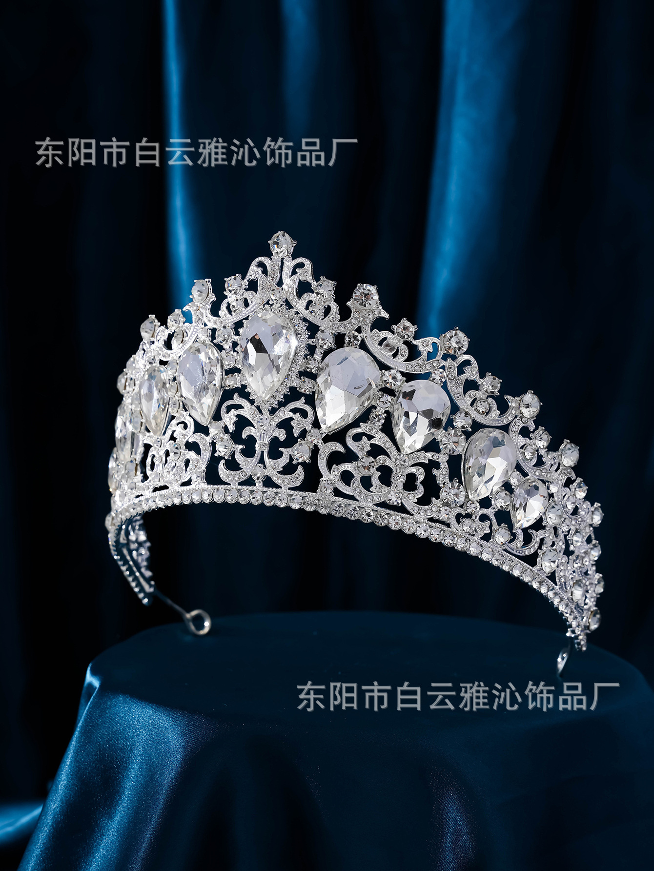 New diamond silver princess headwear, grand wedding dress, super glittering crystal, luxurious goddess bride wedding crown pic 5