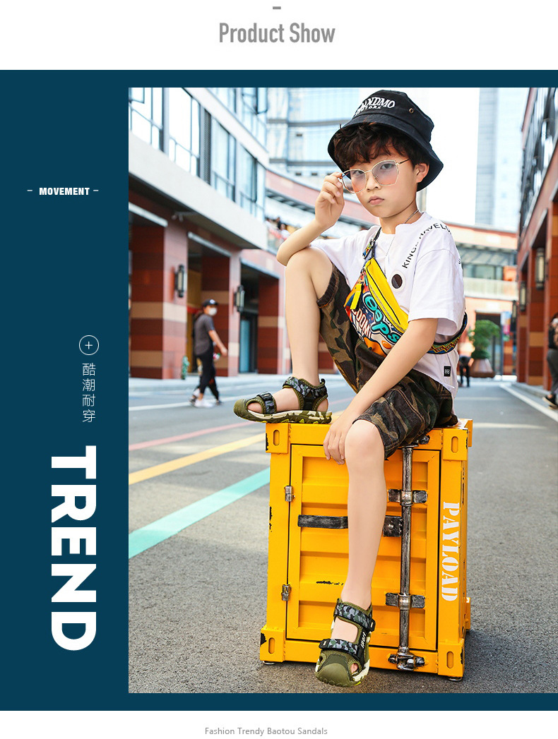 跨境供应童鞋夏季大码儿童凉鞋包头男童凉鞋沙滩鞋批发 kids shoe详情11