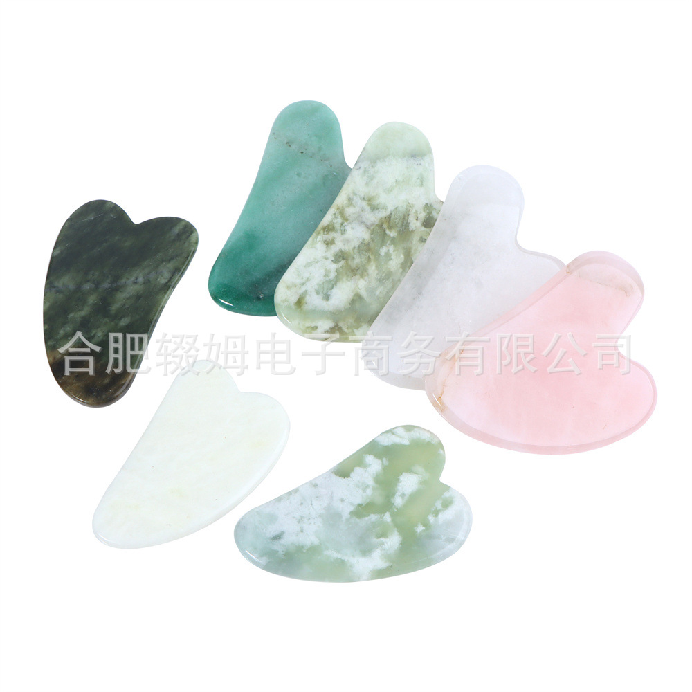 跨境天然玉石滚轮美容器粉晶东陵刮痧板全身通用脸部颈部按摩器详情19