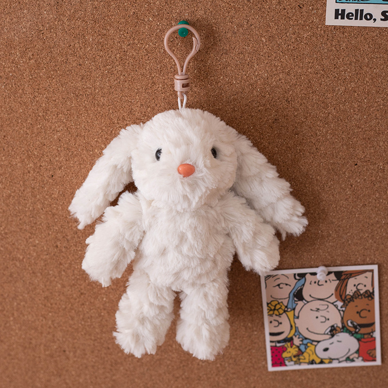Cute long-haired plush keychain pendant with drooping ears, Bonnie rabbit doll doll jellycat rabbit plush toy pic 3
